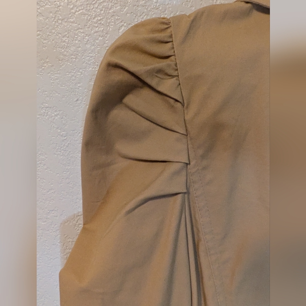 Avec Les Filles Puff Sleeve Classic Tan Trench Coat - Picture 10 of 15